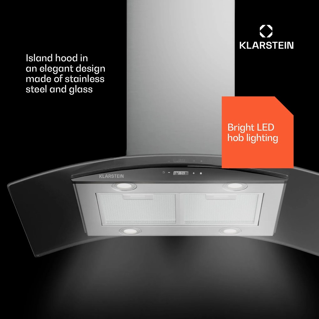 Klarstein Colette, páraelszívó, 90 cm, 600 m³/ó, A energiaosztály, rozsdamentes acél, ezüst