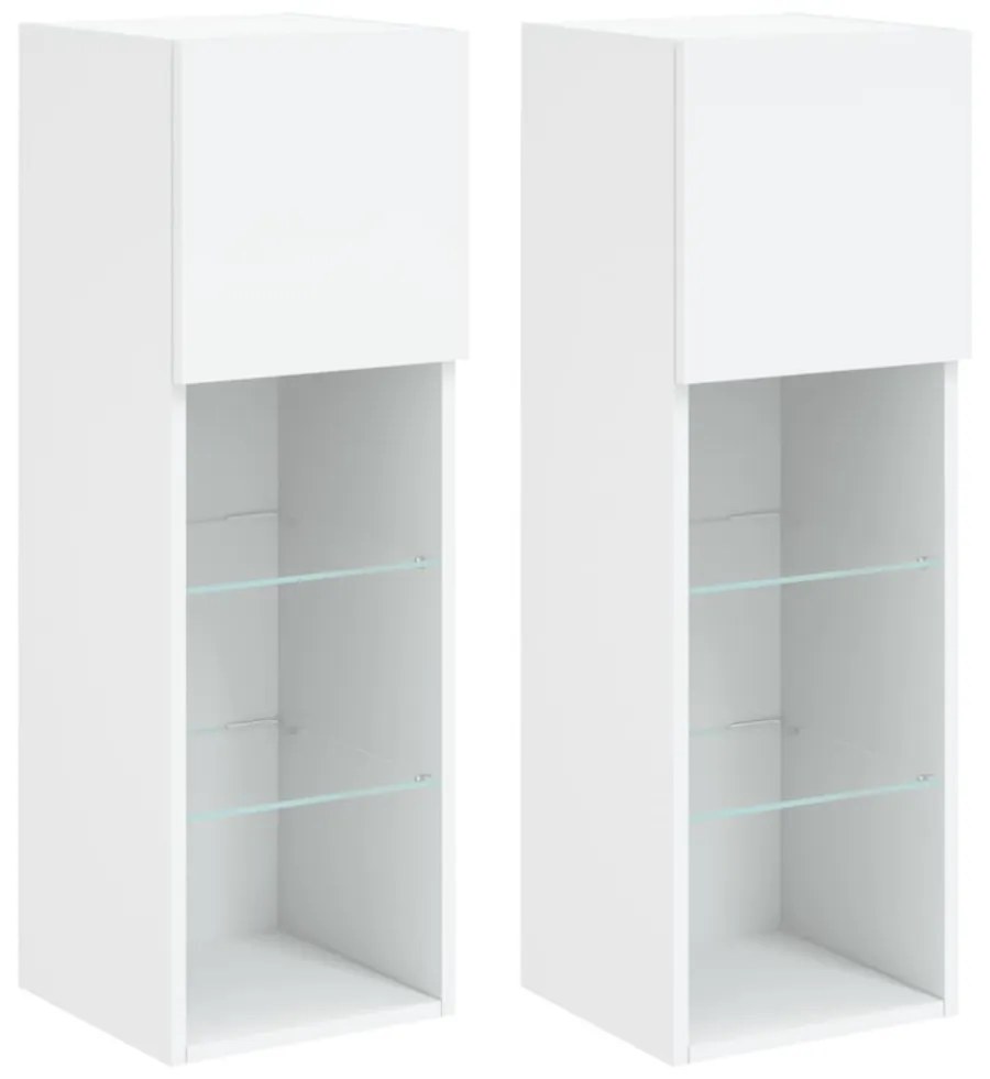 2 db fehér TV-szekrény LED-világítással 30,5 x 30 x 90 cm