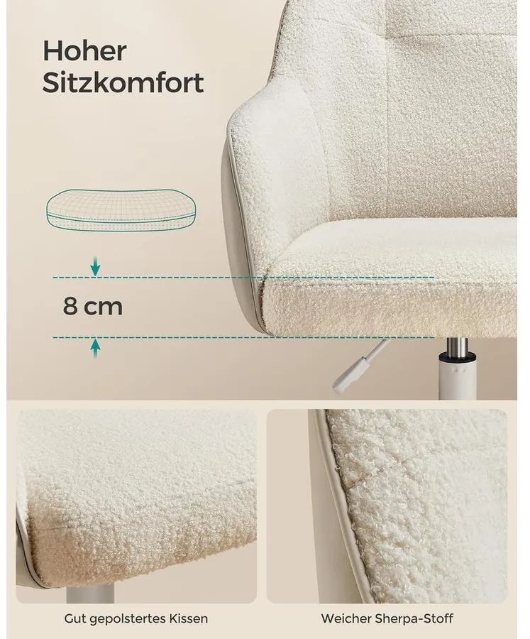 SONGMICS irodai forgószék, állítható magasságú íróasztalszék, cappuccino bézs színben