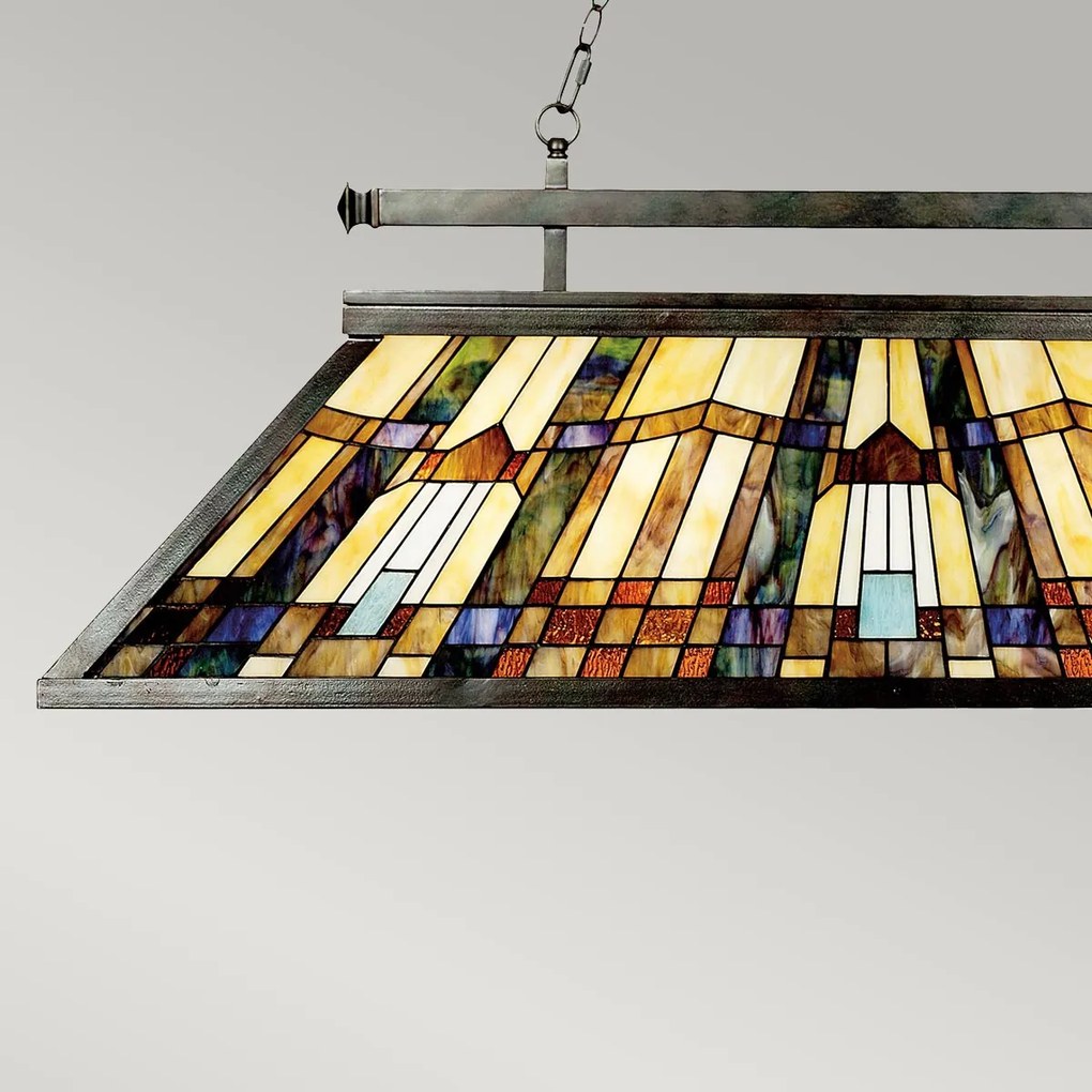 Quoizel klasszikus tiffany csillár inglenook antik bronz színezett elsqz-inglenook-isle