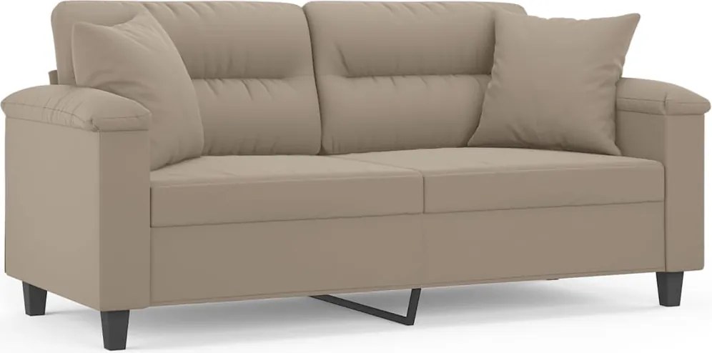 vidaXL 2 személyes tópszínű mikroszálas szövetkanapé párnákkal 140 cm