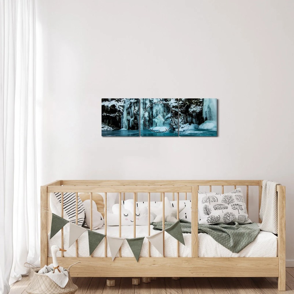 Befagyott vízesés képe (órával) (90x30 cm)