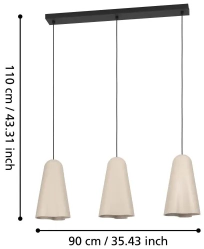 Eglo 390364 - Csillár zsinóron TOLLERIC 3xE27/40W/230V bézs