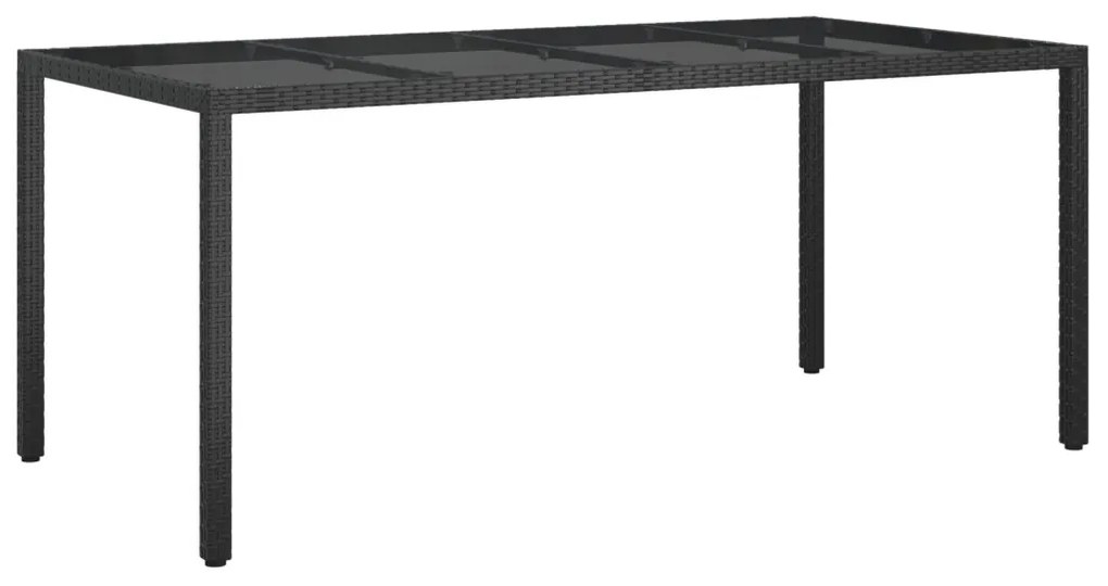Kerti Étkezőasztal Fekete 190x90x75 cm Polirattan