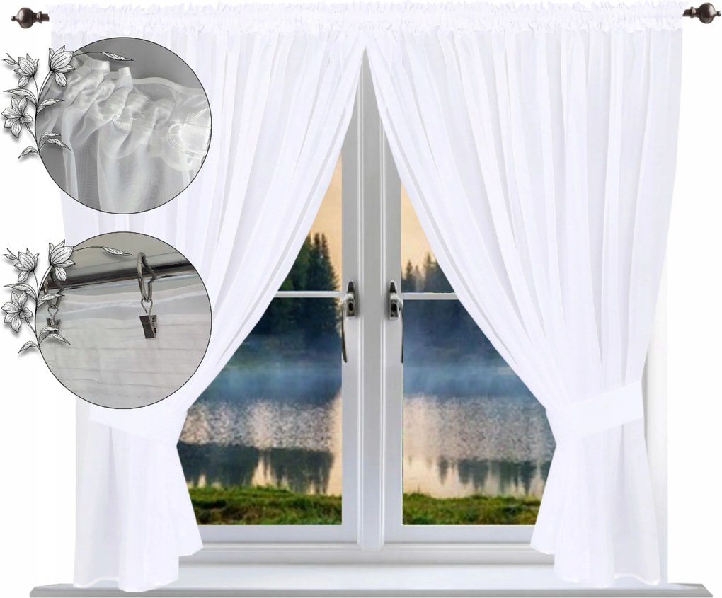 Kész függöny sima 130x300 voile fehér függöny álomfogó függönyök