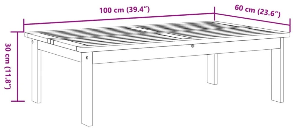 vidaXL tömör akácfa kerti asztal 100 x 60 x 30 cm