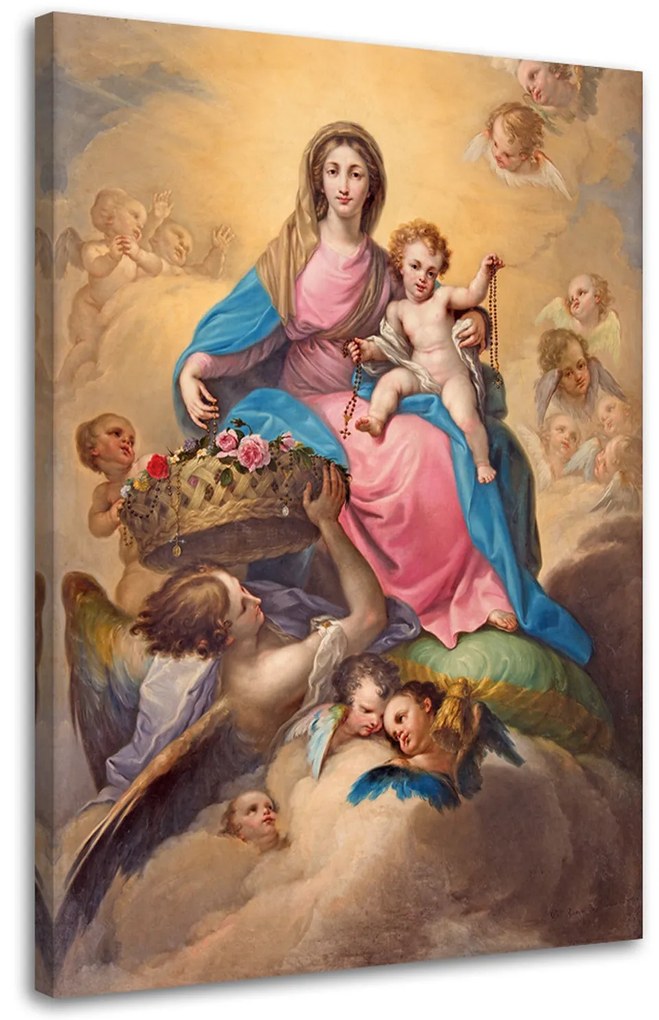 Gario Vászonkép Szuz Mária és gyermeke angyalok között, Segovia Méret: 70 x 100 cm