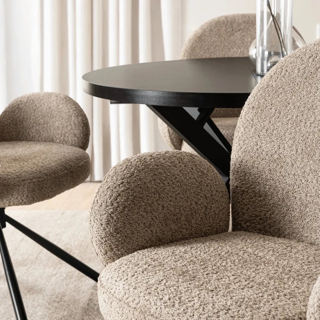 Fortó Étkezőszék Barna Bouclé Kárpittal. MUSSO