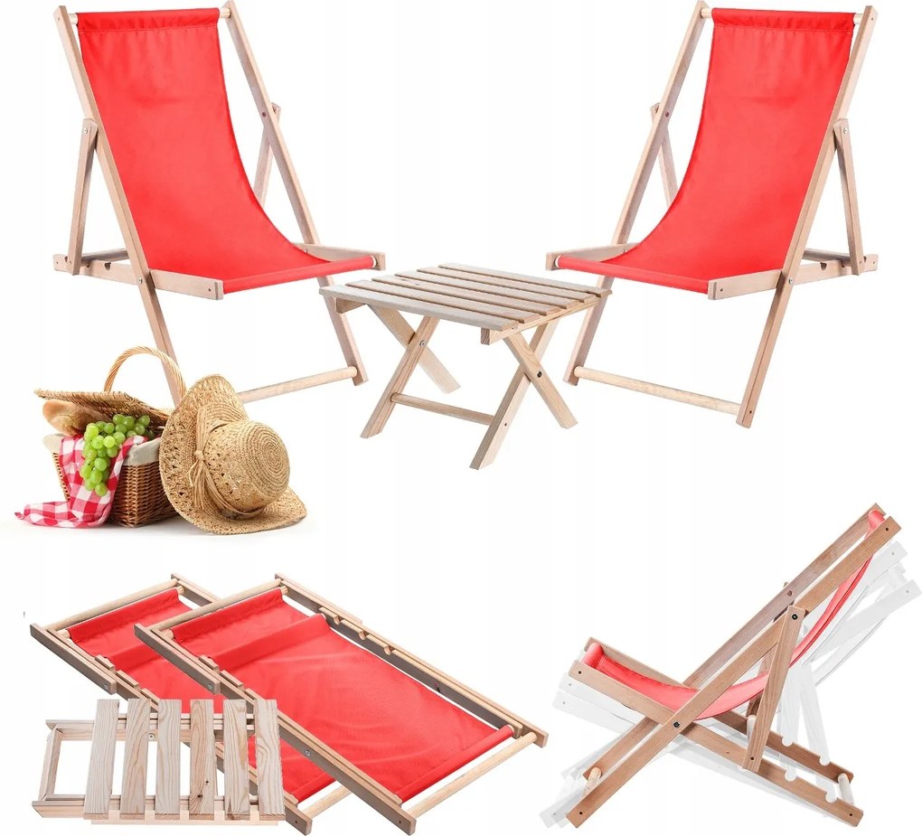 Fa Kerti Napozóágy Összecsukható Napozóágy 2db Asztal Lengyel Gyártó