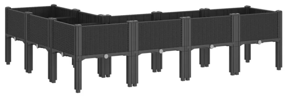 vidaXL fekete PP rácsos kerti ültetőláda 160 x 120 x 42 cm