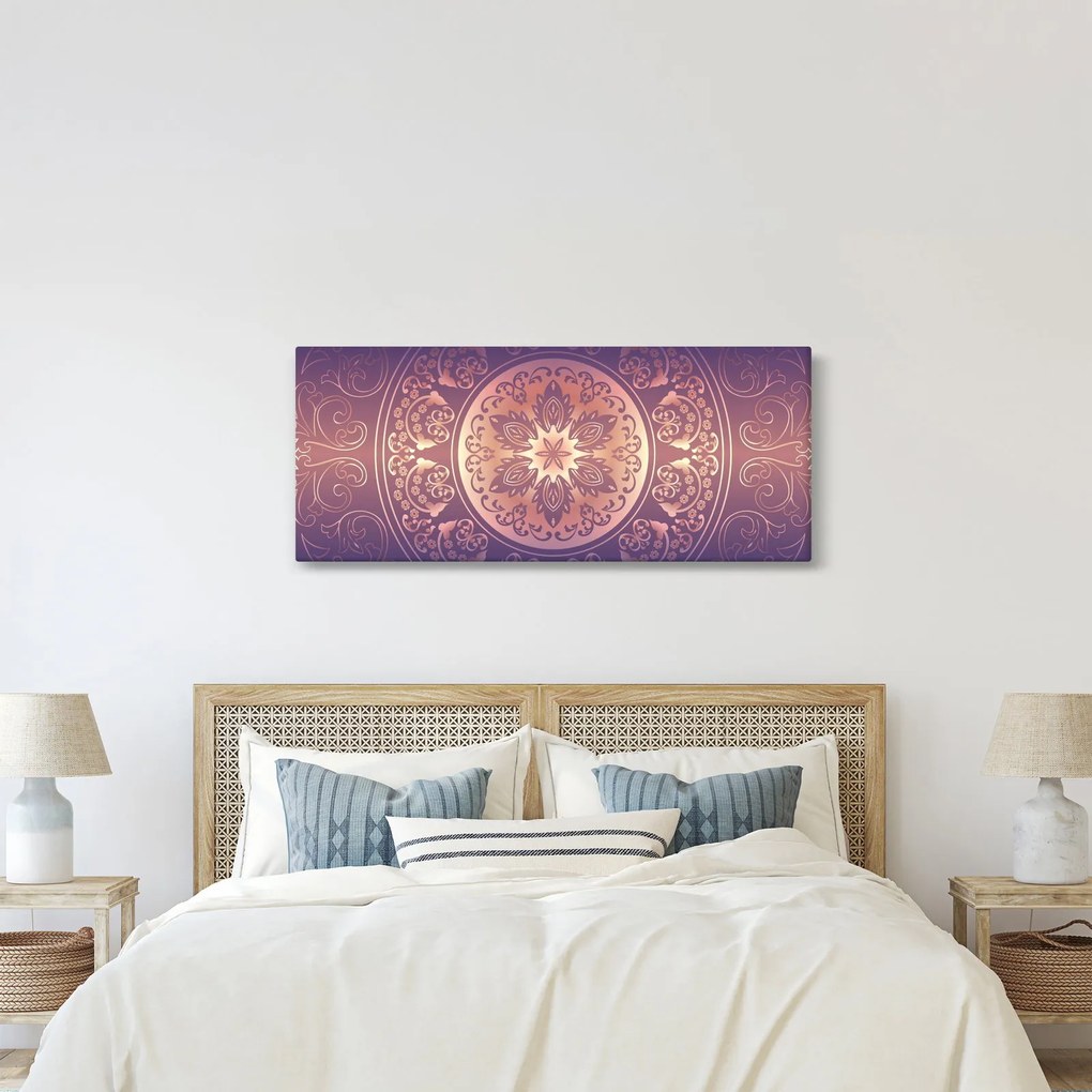 Kép - Mandala lila színátmeneten (120x50 cm)