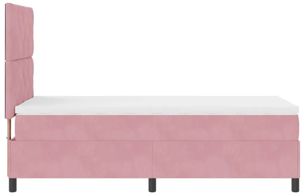 Boxspring Ágy Matraccal és LED Rózsaszín 90x190 cm Bársony