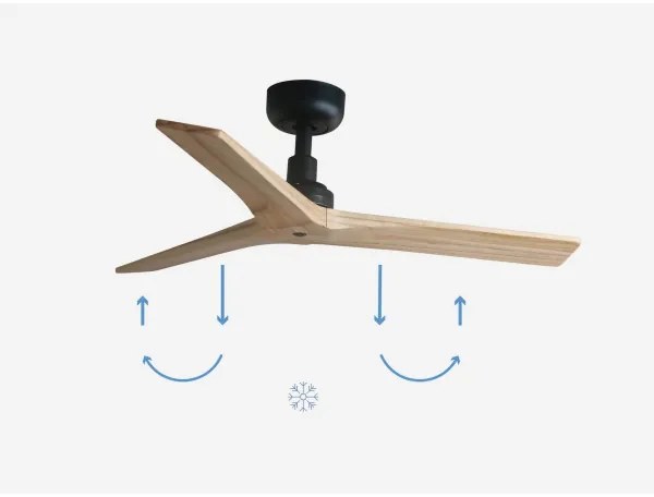 FARO 34284 - Mennyezeti ventilátor KLIM S fenyő/fekete átm. 92,5 cm + távirányító