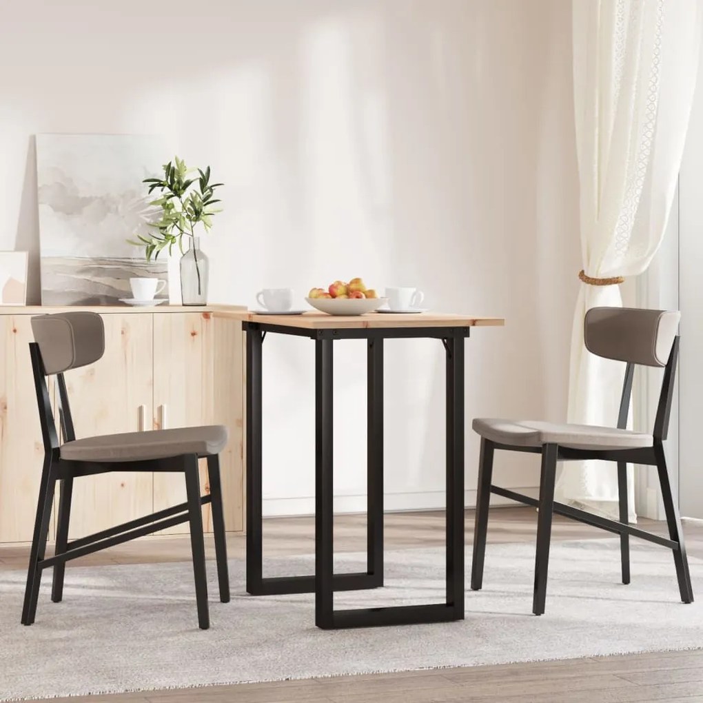 tömör fenyőfa és öntöttvas étkezőasztal O-vázzal 80x50x75,5 cm
