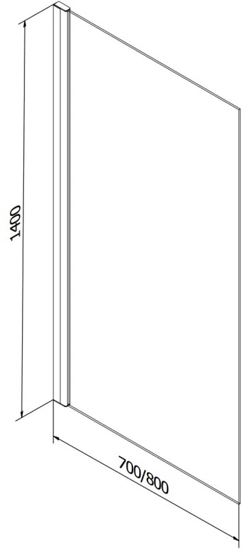 Mexen Alex kádparaván 5 mm, 1 irányú szárny, 80x140 cm, átlátszó üveg, fekete, 893-080-001-70-77