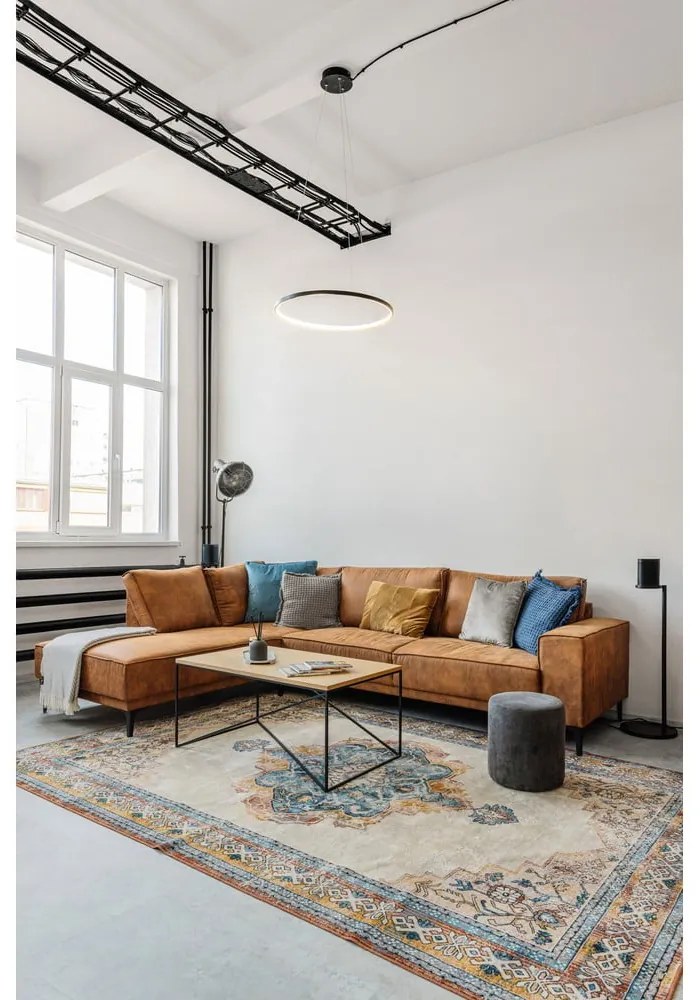 Konyakbarna bőrutánzat sarokkanapé (bal oldali) Copenhagen – Scandic