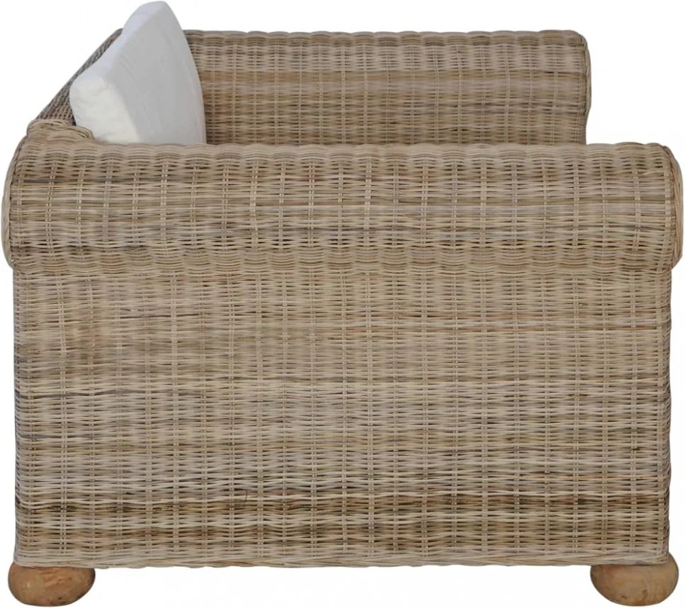 2 részes természetes rattan kanapészett párnákkal