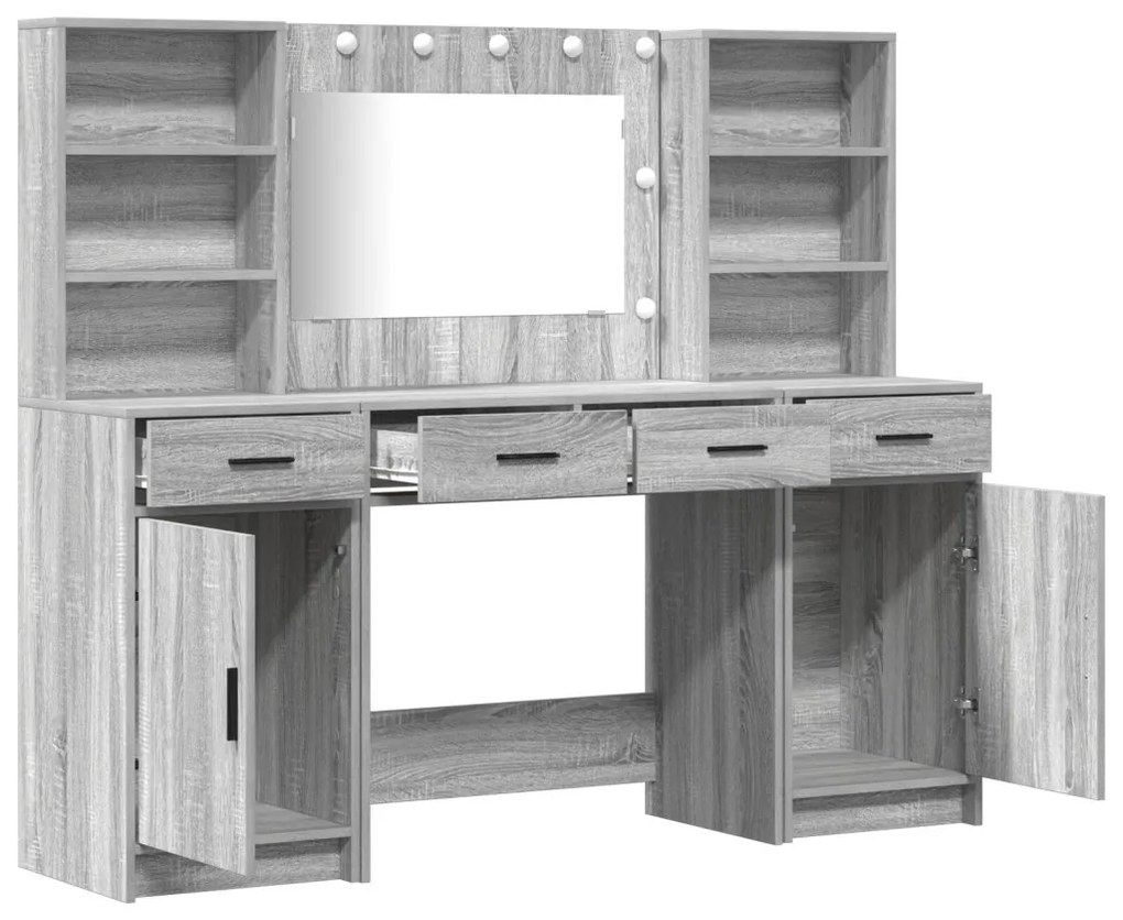 Sminkasztal Készlet 3 pcs Szürke sonoma 78.5 x 41 x 135 cm