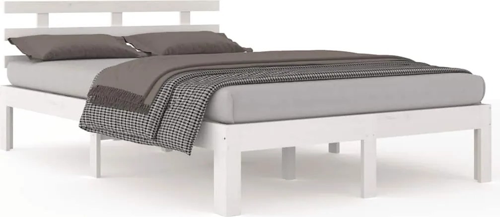 vidaXL Small Double fehér tömör fa ágykeret 120 x 190 cm