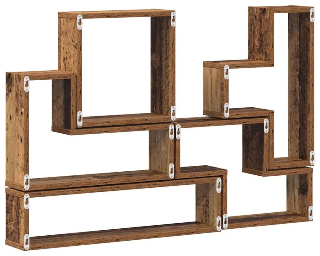 Fal Cube polcokkal Egyéb Régi fa 96 x 12 x 64 cm Faanyag