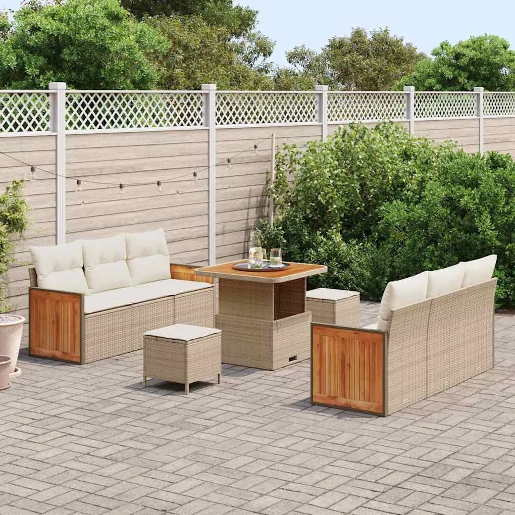 Kerti Kanapé Szett 9 pcs Beige és krém 80 x 80 x 71 cm