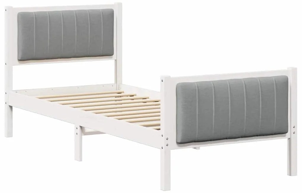 Ágykeret Fehér és világosszürke 75 x 190 cm Tömör fenyőfa