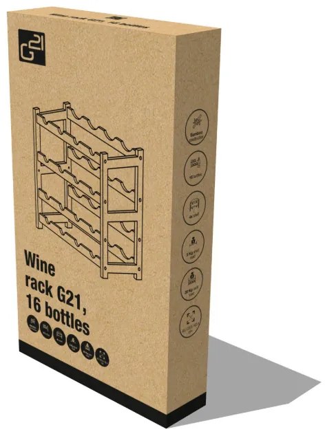 G21 Bambusz borosállvány, 16 palackos