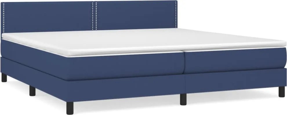 vidaXL kék szövet rugós ágy matraccal 200 x 200 cm