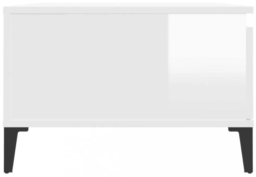 magasfényű fehér szerelt fa dohányzóasztal 55 x 55 x 36,5 cm