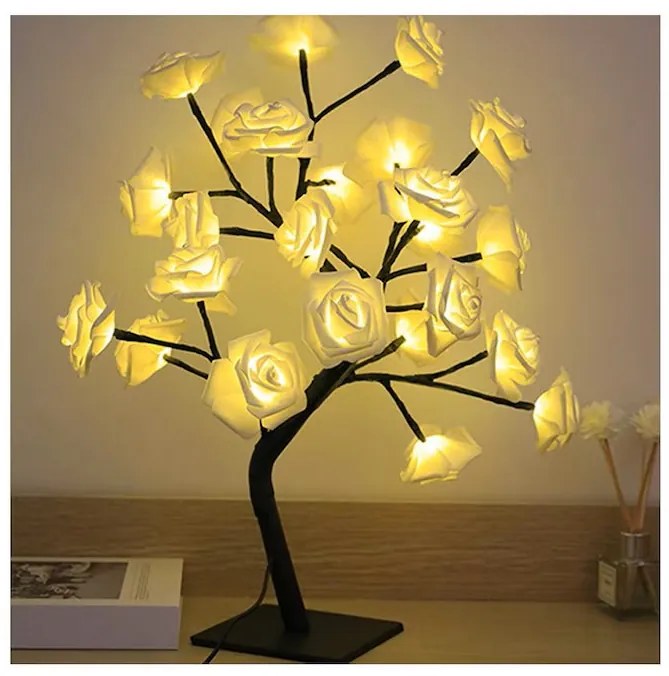 LED Rózsa Lámpa USB Kábellel Újdonság Gyönyörű Rózsa Ágú Lámpa Ajándék Karácsonyra