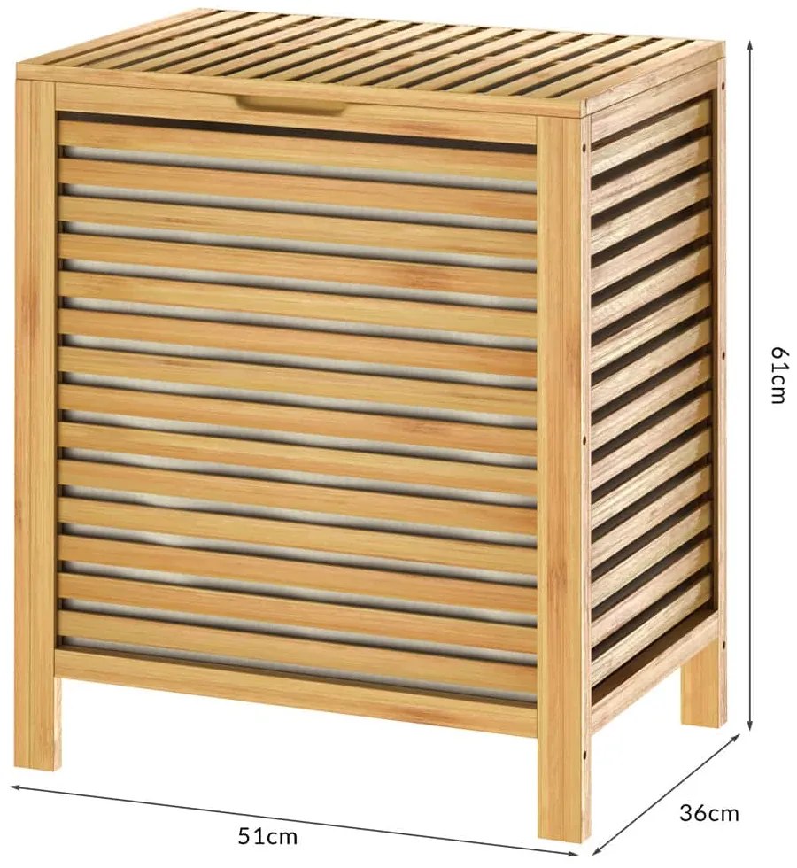Casaria® Bambusz szennyeskosár - 62L