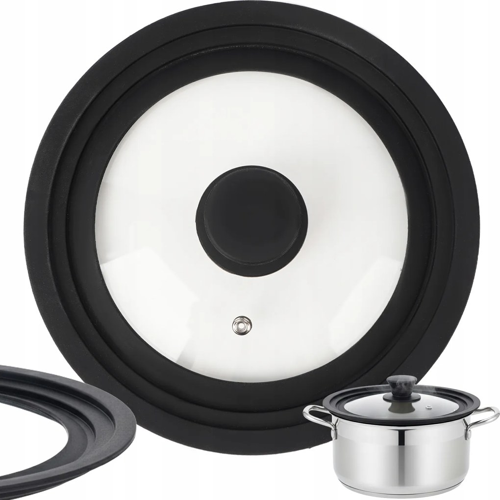 Univerzális üvegfedő szilikon peremmel, 3 az 1-ben, 18/20/22 cm