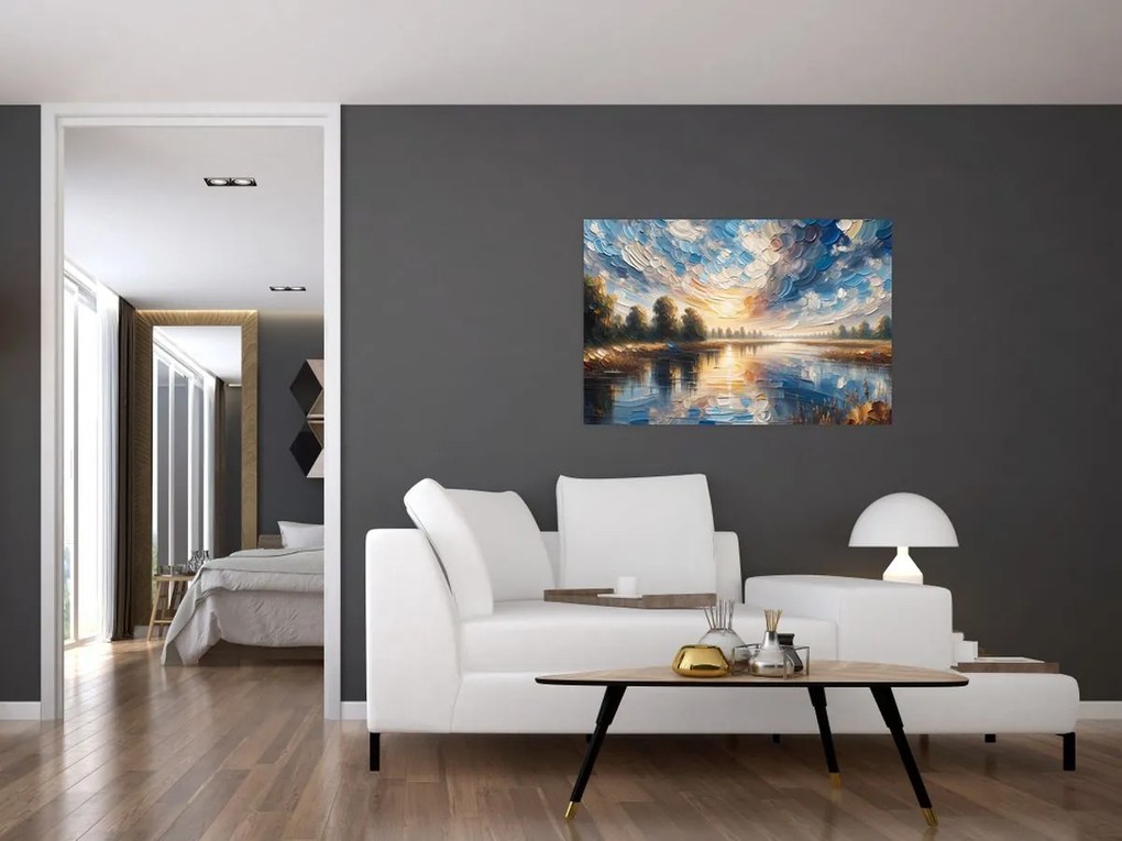 Kép - Napfestmény a víz felett (90x60 cm)