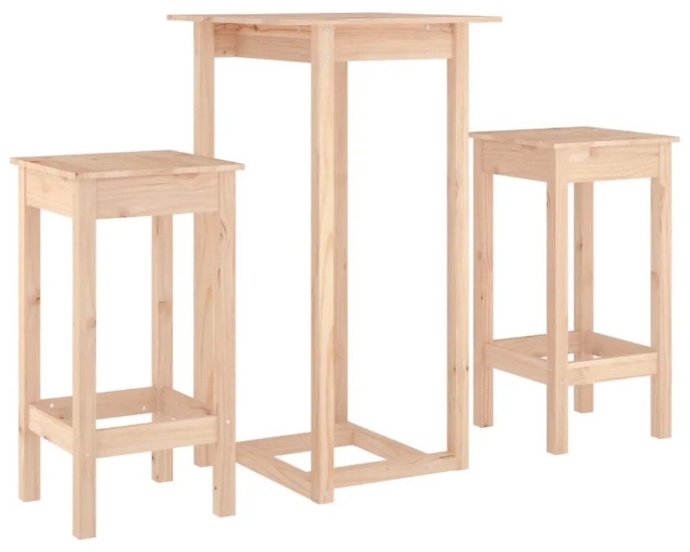 3 részes tömör fenyőfa bárszett