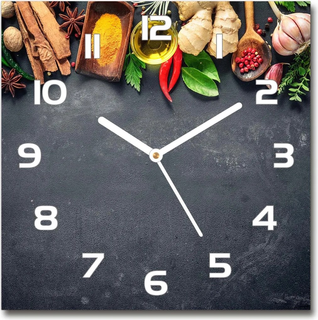 Üveg falióra Gyógynövények és fűszerek 30x30 cm