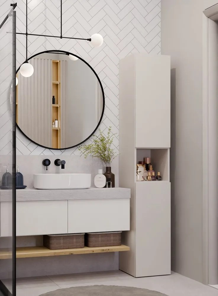 Kashar Nel III fürdőszoba szekrény, 31x174x30 cm, kasmír