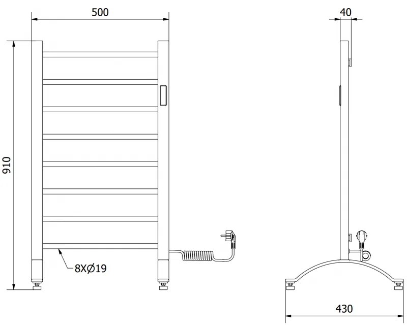 Mexen Oso, álló elektromos fűtés 910x500 mm, 200 W, fekete, W304-0910-500-00-70