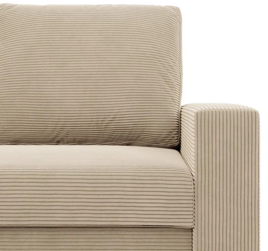 Zeus fotel, egyenes kartámasz, kordbársony, hab töltet, bézs