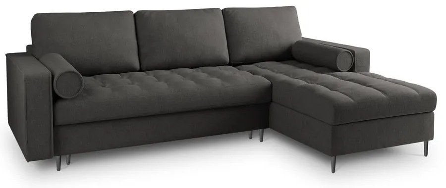 Santo sötétszürke kinyitható sarokkanapé, jobb oldali - Milo Casa