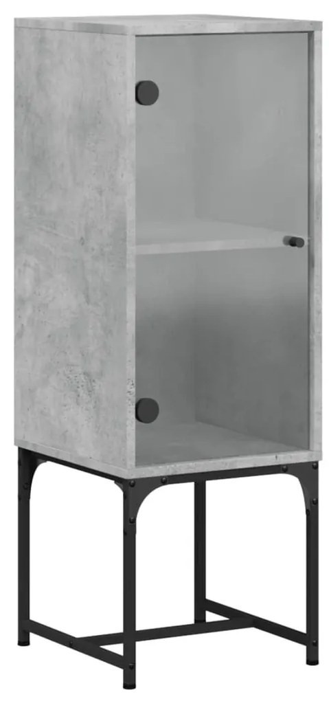 betonszürke kisszekrény üvegajtókkal 35 x 37 x 100 cm