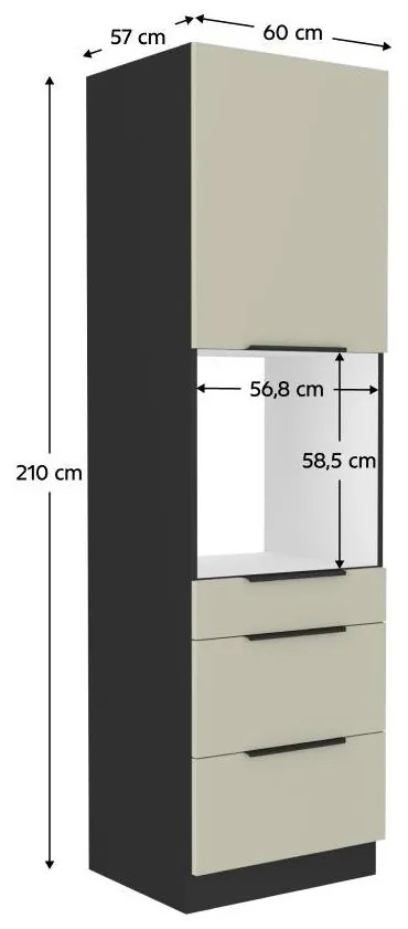 Magas szekrény beépíthető sütőhöz Arikona 60 DPS 210 3S1F (kasmír + fekete) . 1097069
