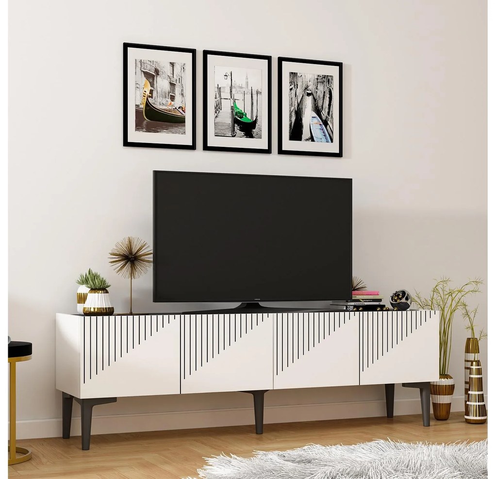 TV asztal/szekrény Tomune 4 (fehér + fekete) . Akció -23%. 1095229