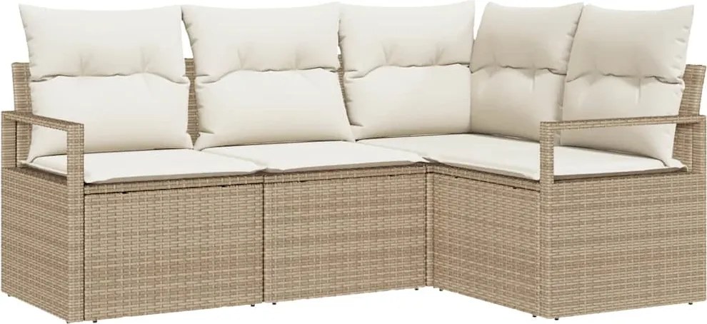 vidaXL Kanapé Szett párnával tárolóval 4 pcs Beige és krém polirattan