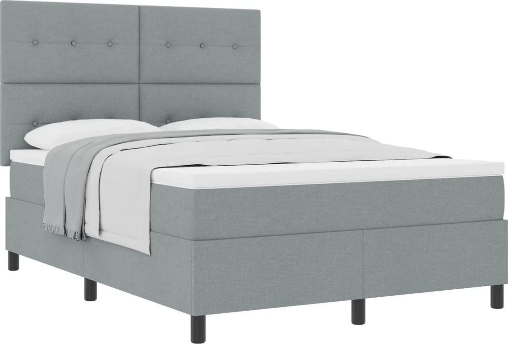 vidaXL Boxrugós ágy matracmal Világosszürke 140 x 190 cm szövet