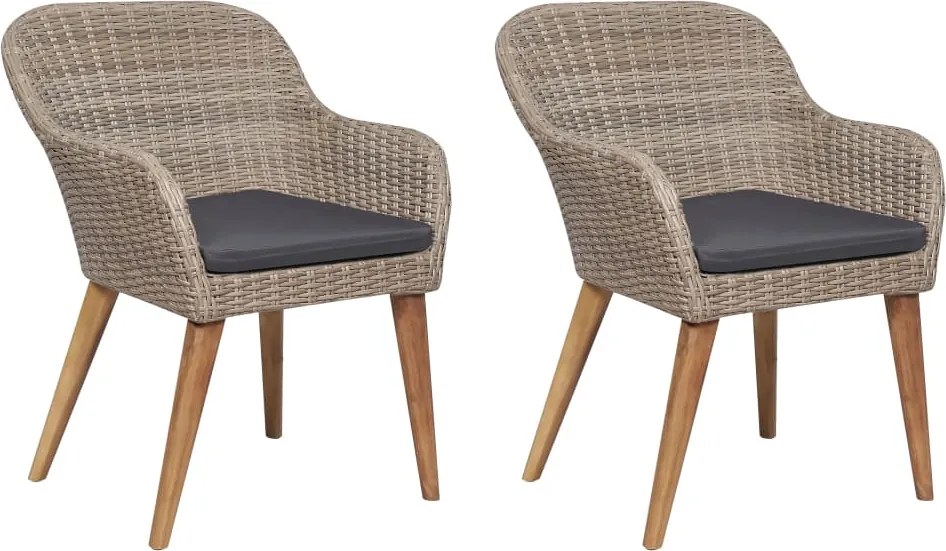 vidaXL 2 db barna polyrattan kültéri szék párnával