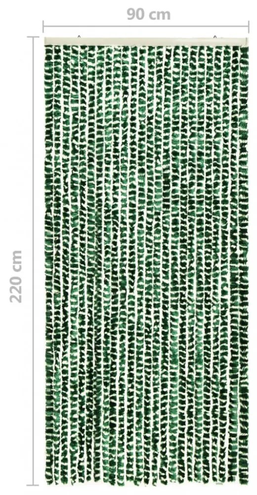 zöld és fehér zsenília rovarfüggöny 90 x 220 cm