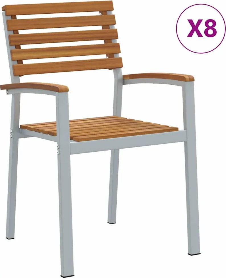vidaXL Kerti Szék 8 pcs Barna 56 x 57 x 87 cm Tömör Akácfa
