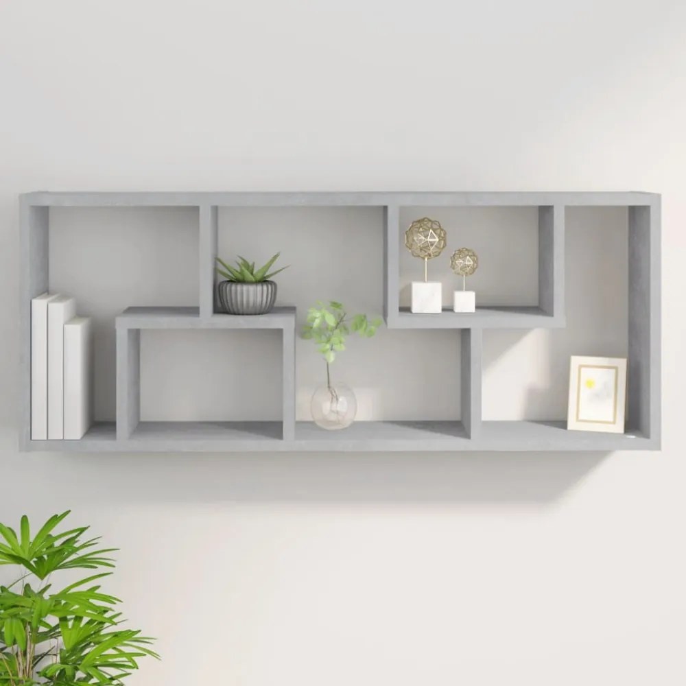 betonszürke szerelt fa fali polc 36 x 16 x 90 cm