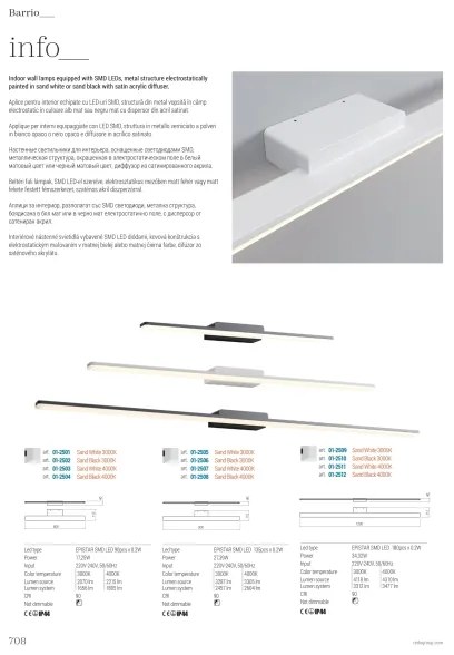 Redo 01-2511 - LED Fürdőszobai tükörmegvilágítás BARRIO LED/34,32W/230V IP44 fehér