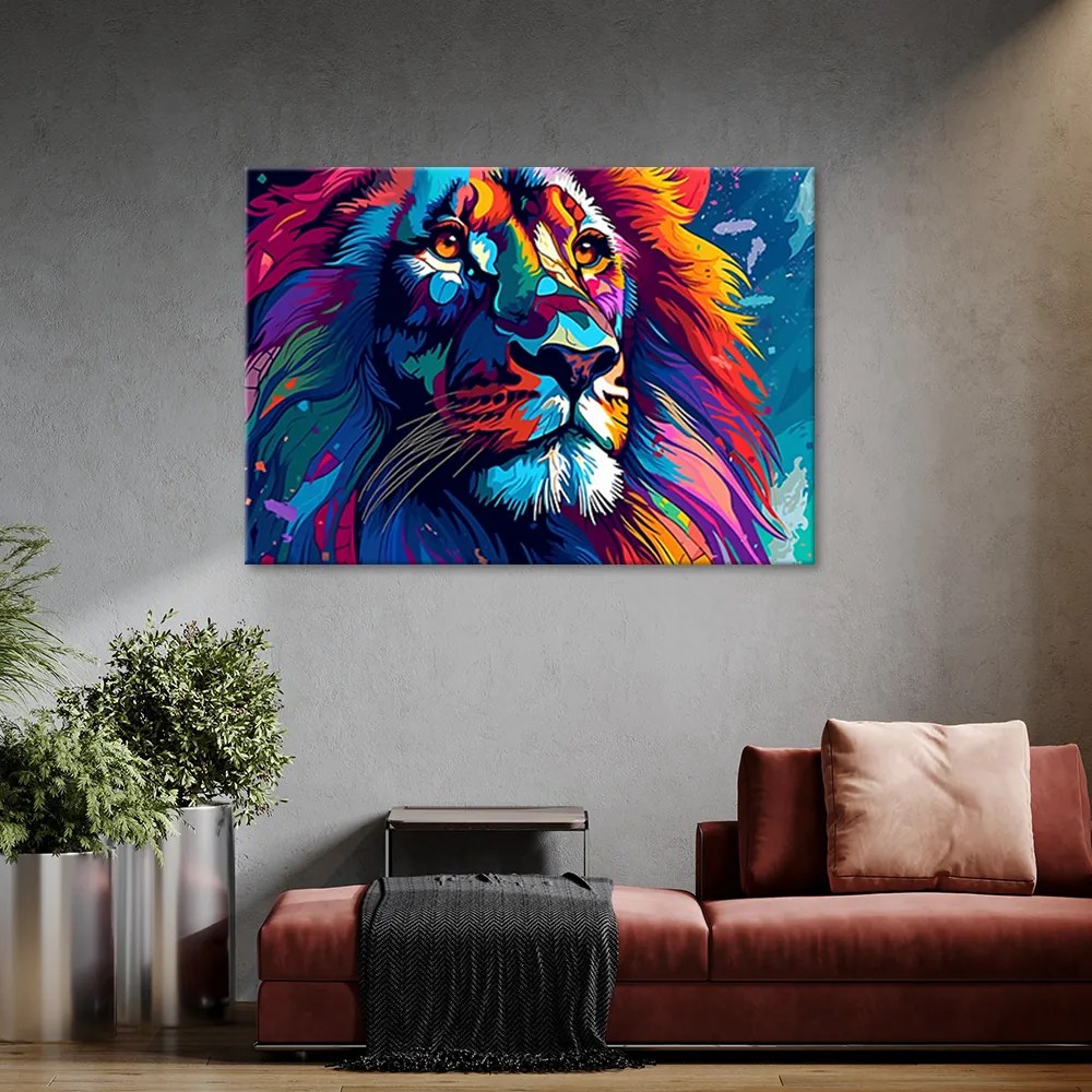 Gario Vászonkép Absztrakt színes oroszlán Méret: 100 x 70 cm